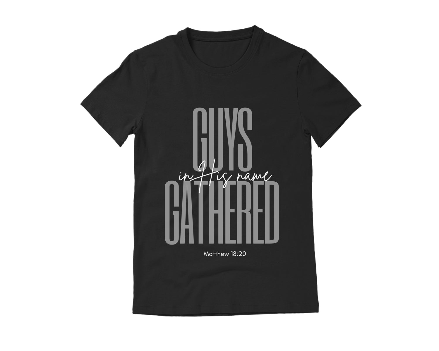 Christian Guys Group T-Shirt Black with Gray Words