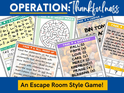 Operation: Thankfulness (An Escape Room Style Game for Kids!)