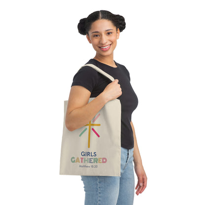 Woman wearing her bag for her small Life Group for kids. 