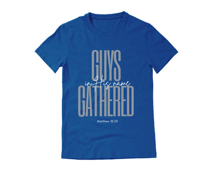 Christian Men's small Life Group blue t-shirt with gray writing. 