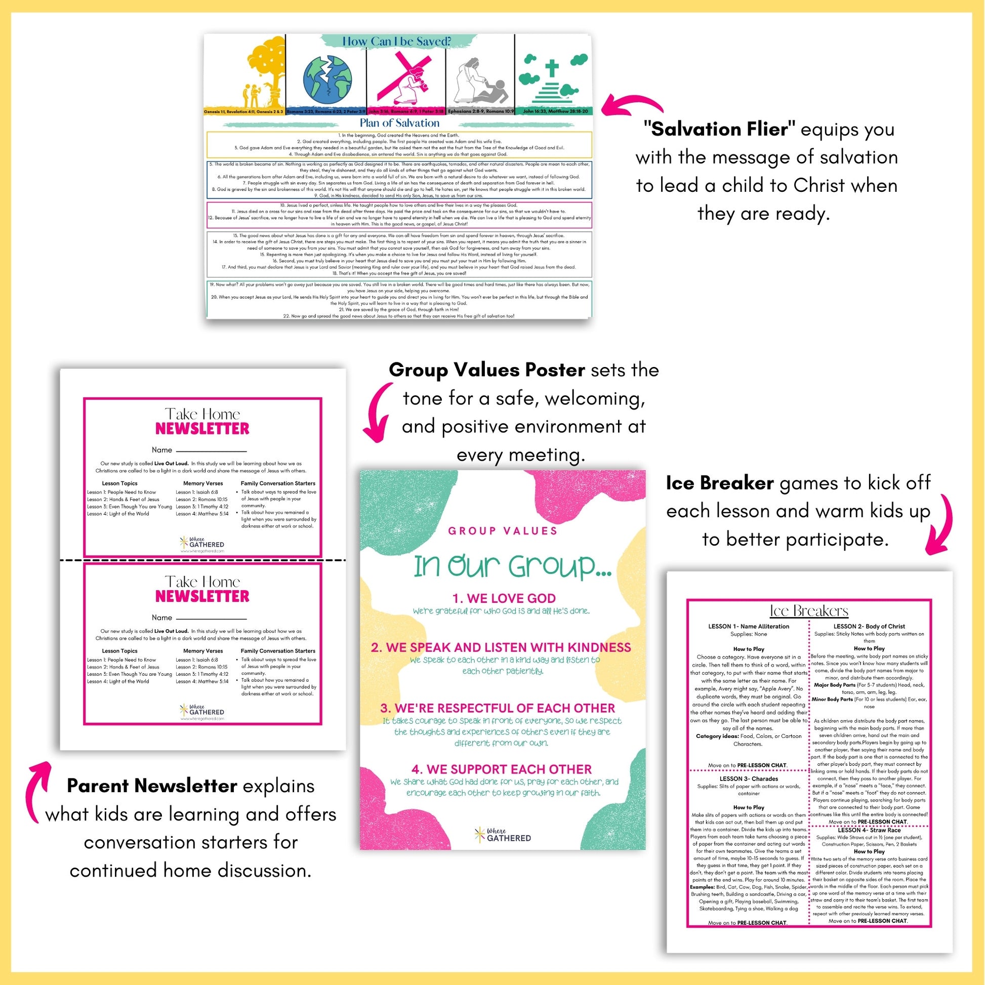 Samples of what's inside the Life Group Kit Bible study lesson about how to Live Out Loud for girls. 